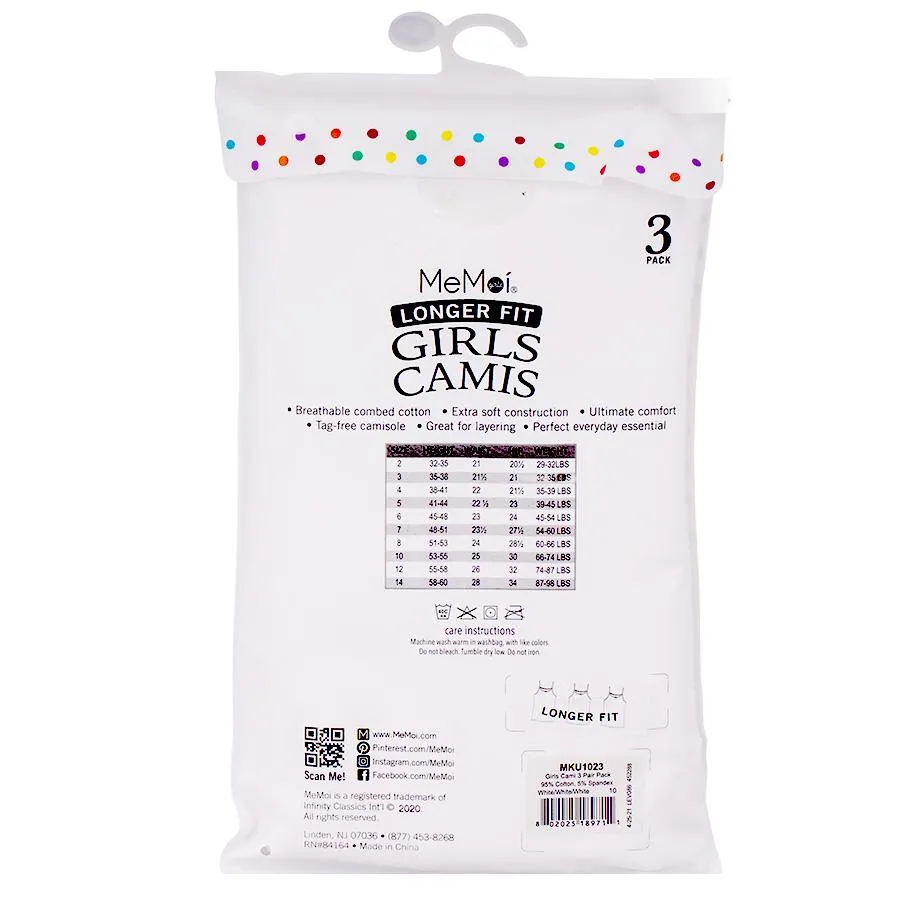 Girls MeMoi Camis Undershirts - 3 Pk.