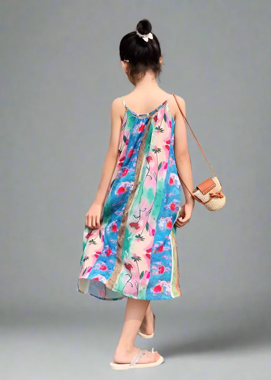 Matching Mommy & Me Colorful Watercolor Maxi Dresses  Sleeveless Summer Dress Set