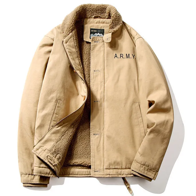 Men's Winter Plush Lamb Wool Coat Work Jacket