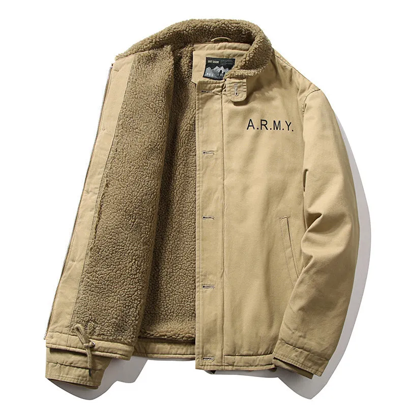 Men's Winter Plush Lamb Wool Coat Work Jacket