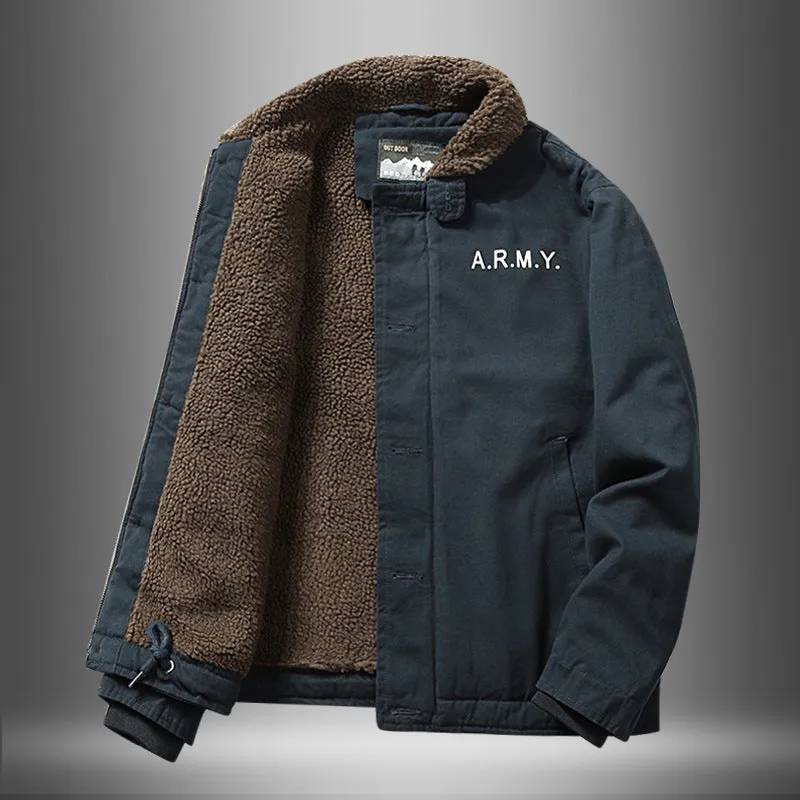 Men's Winter Plush Lamb Wool Coat Work Jacket