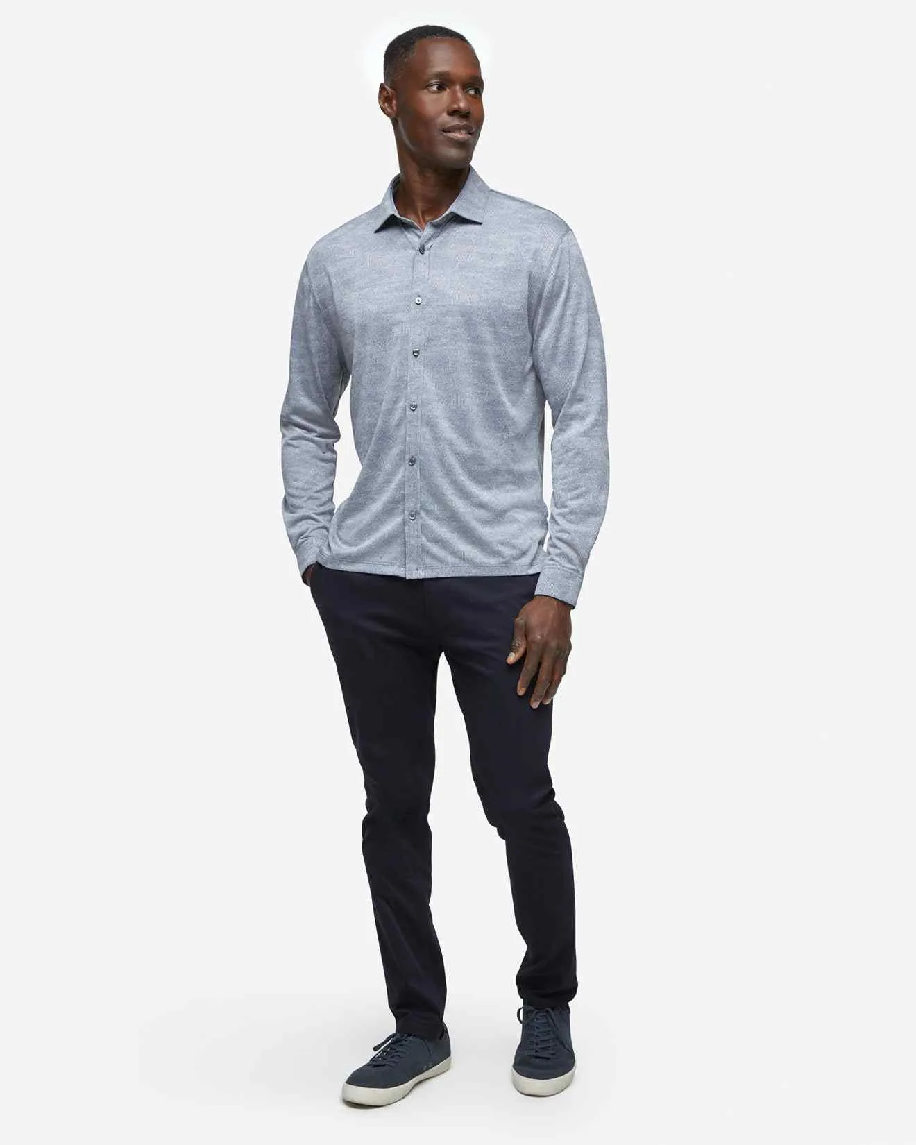 Monaco Long Sleeve Button Down - Navy
