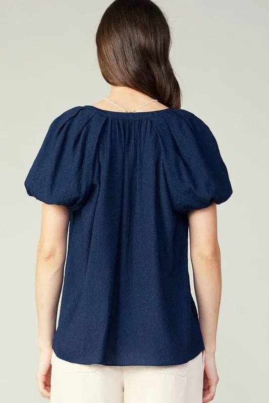 Split Neck SS Blouse