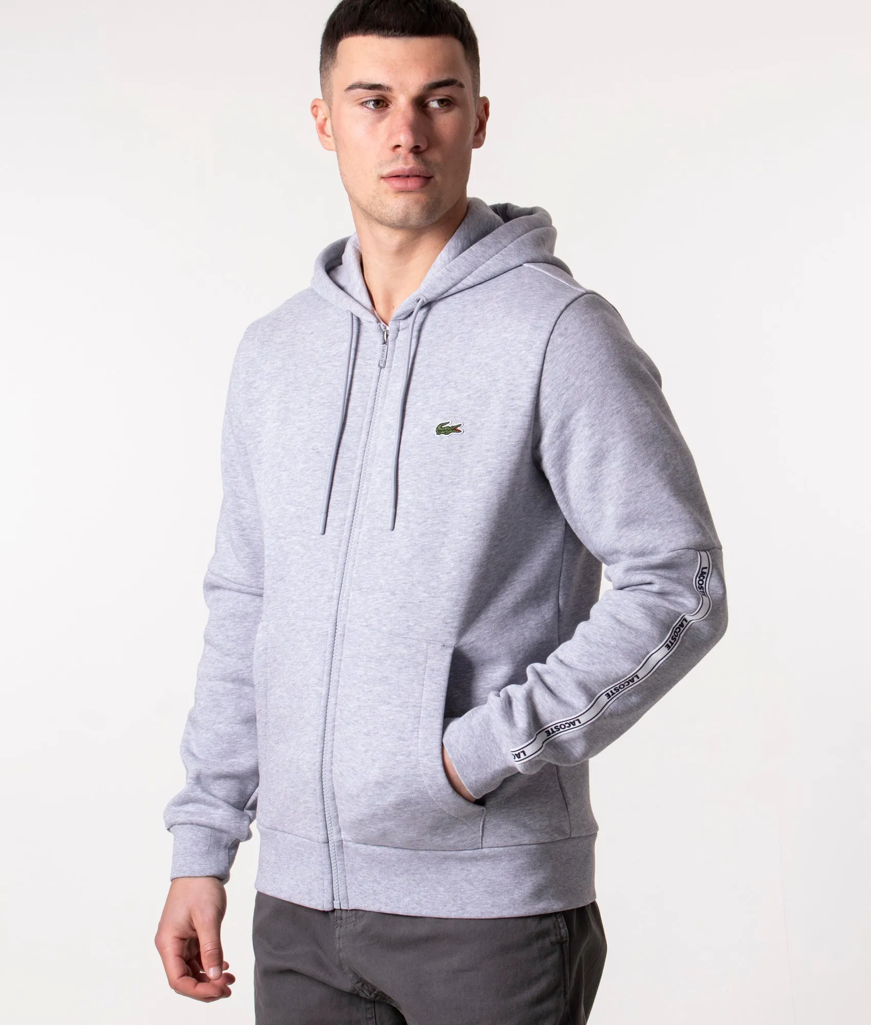 Tape Detail  Zip Through Hoodie