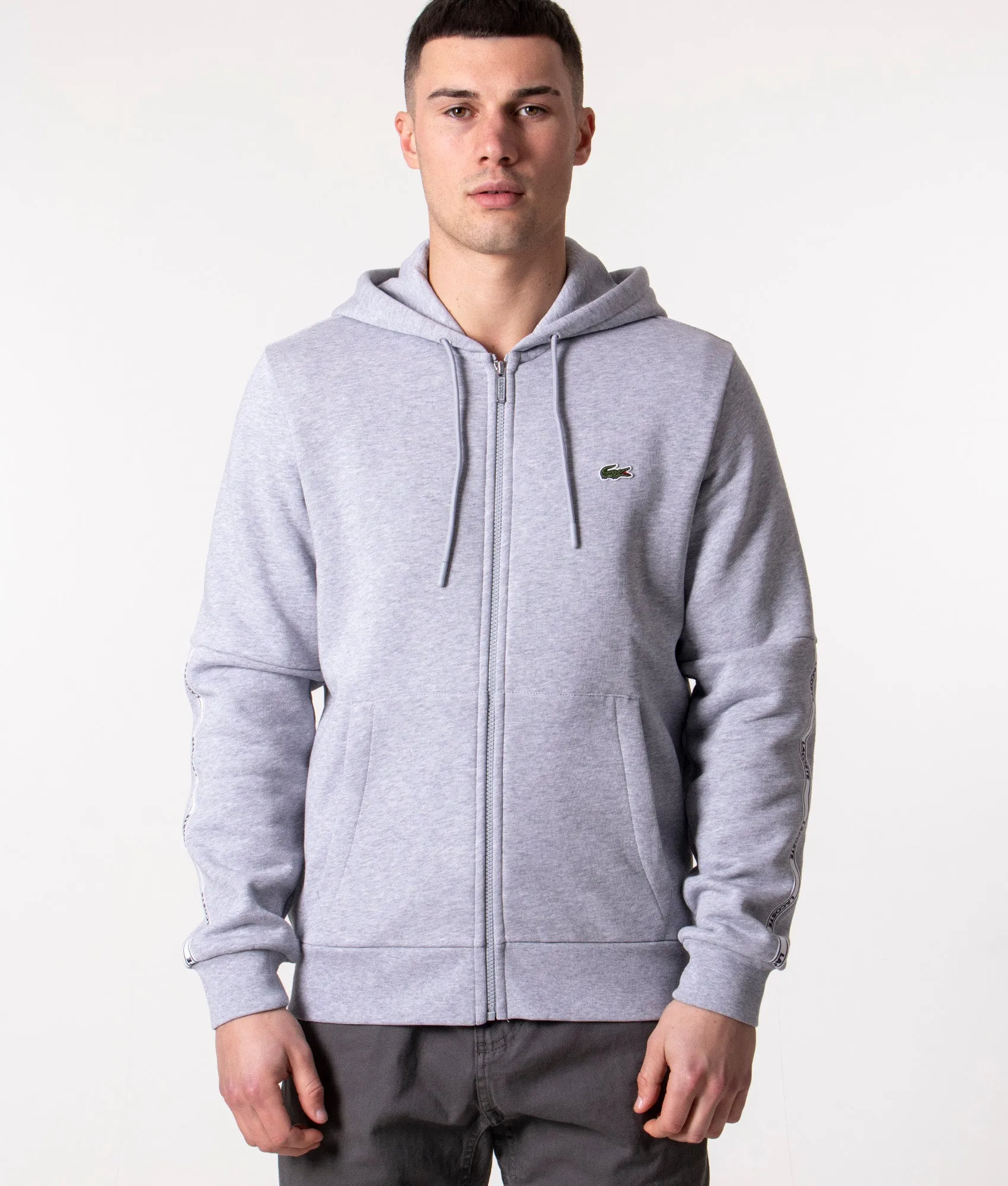 Tape Detail  Zip Through Hoodie