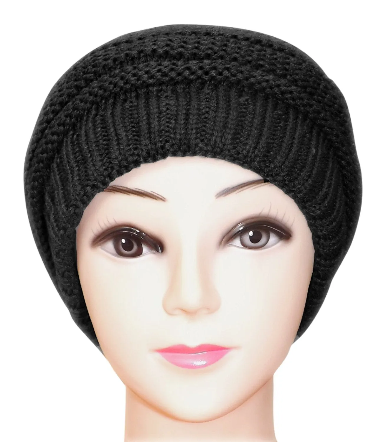 Trendy and Warm Zig Zag Crochet Knit Convertible Beanie Neck wear